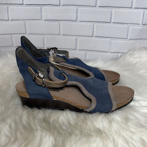 Naot Fiona Navy Ankle Strap Wedge Sandals Sz 37/6 - Picture 5 of 7
